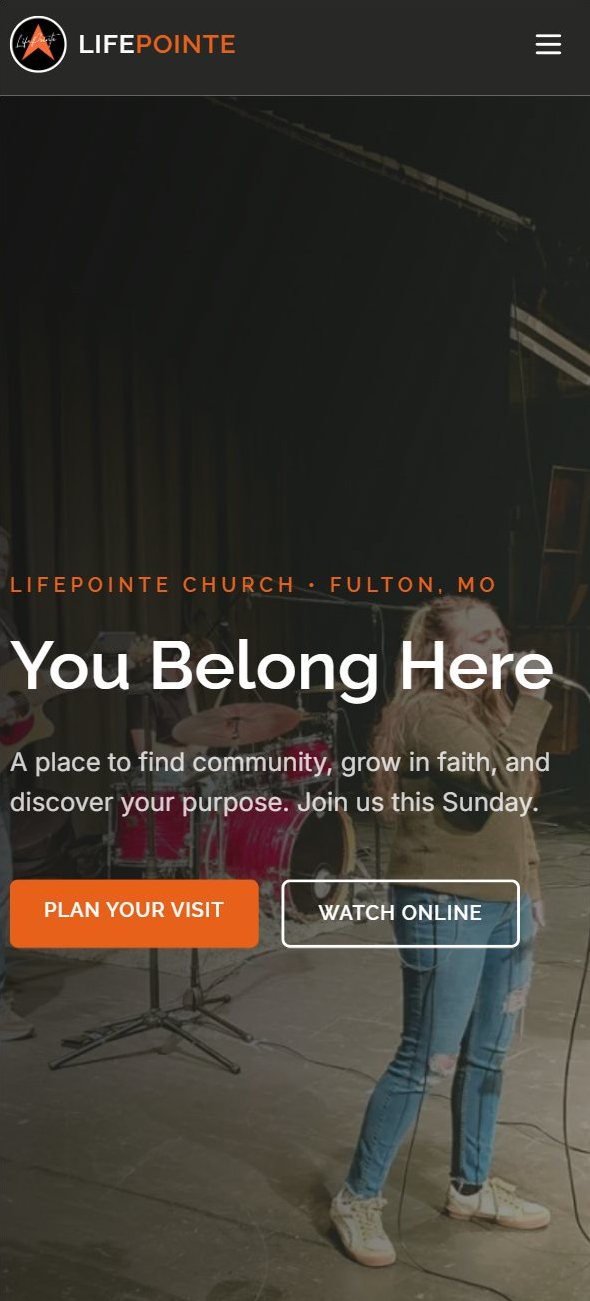 LifePointe Church mobile website design