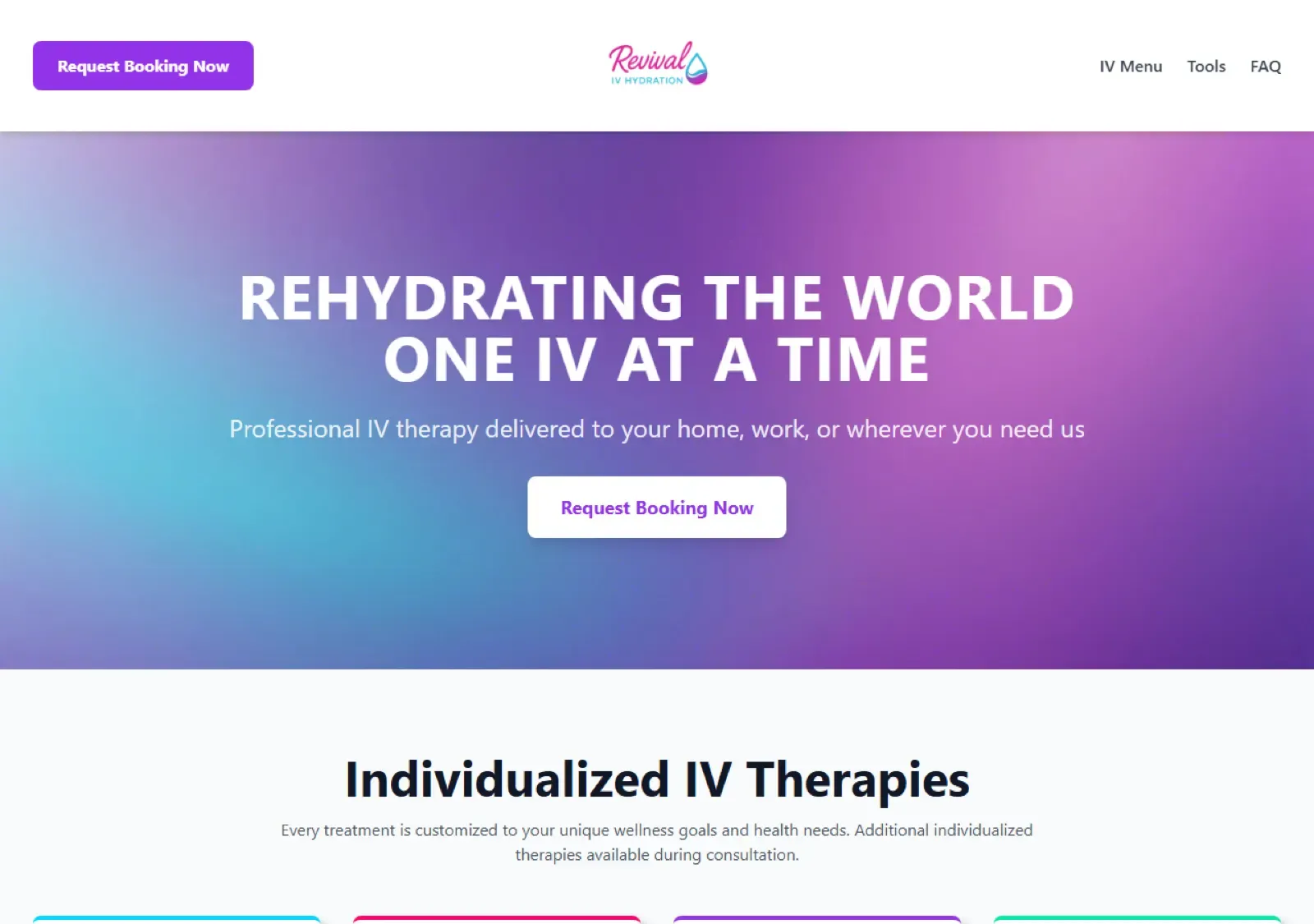 Revival IV Hydration homepage on a desktop