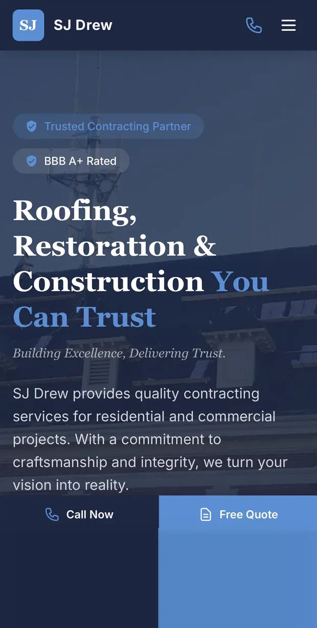 SJ Drew Contracting on a phone